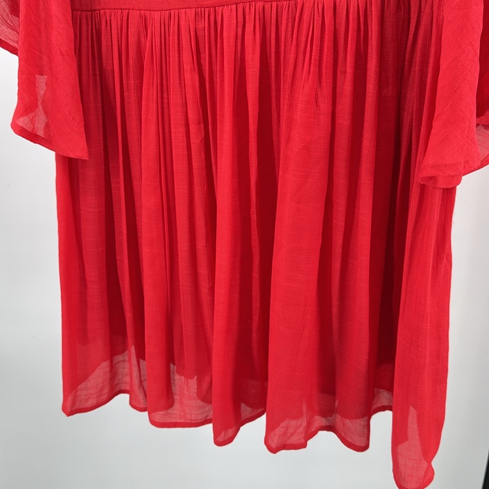 Umgee Boho Bliss Red Strawberry embroidered Floral Mini Dress M bell sleeve - Picture 6 of 13
